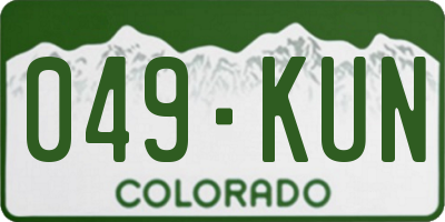 CO license plate 049KUN