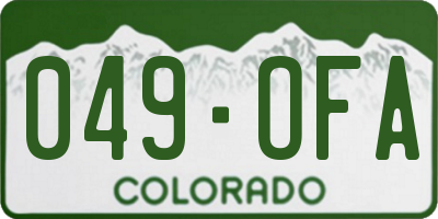 CO license plate 049OFA