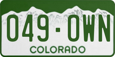 CO license plate 049OWN