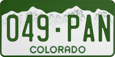 CO license plate 049PAN