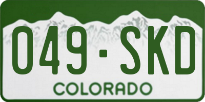 CO license plate 049SKD