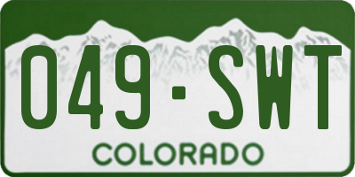CO license plate 049SWT