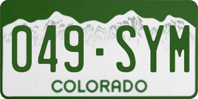 CO license plate 049SYM