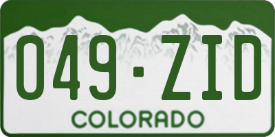 CO license plate 049ZID