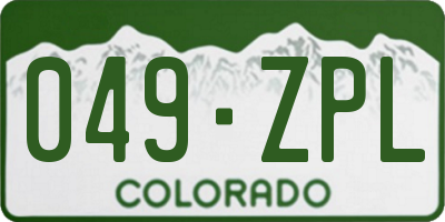 CO license plate 049ZPL