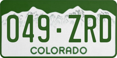 CO license plate 049ZRD