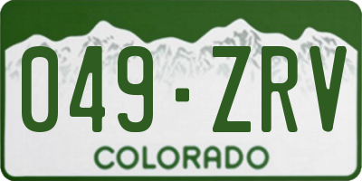 CO license plate 049ZRV