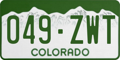 CO license plate 049ZWT