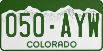 CO license plate 050AYW