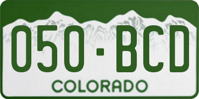 CO license plate 050BCD