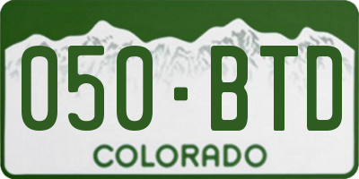 CO license plate 050BTD