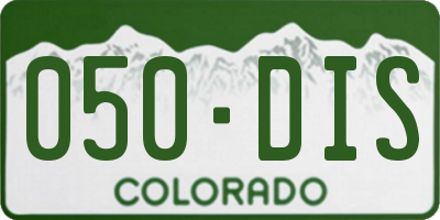 CO license plate 050DIS