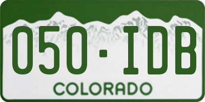 CO license plate 050IDB