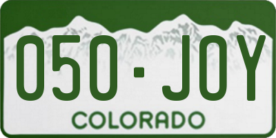 CO license plate 050JOY