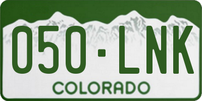 CO license plate 050LNK