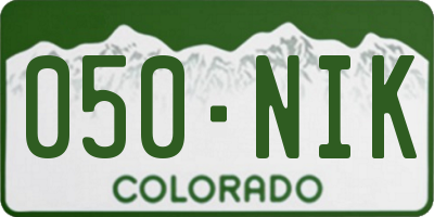 CO license plate 050NIK