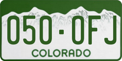CO license plate 050OFJ