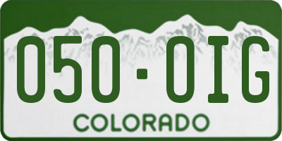 CO license plate 050OIG