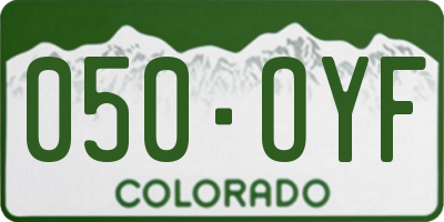CO license plate 050OYF