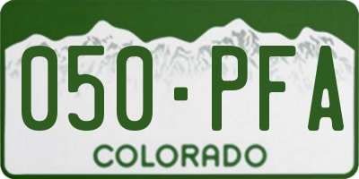 CO license plate 050PFA