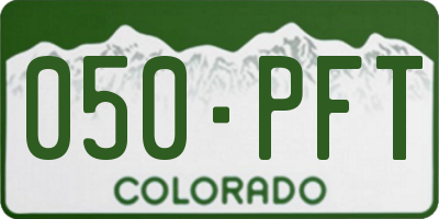 CO license plate 050PFT