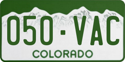 CO license plate 050VAC