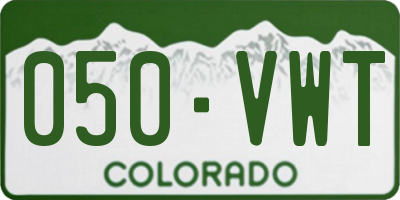 CO license plate 050VWT