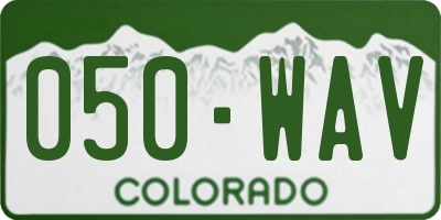 CO license plate 050WAV