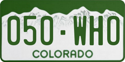 CO license plate 050WHO