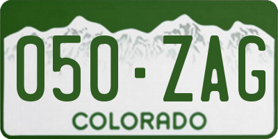 CO license plate 050ZAG