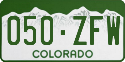 CO license plate 050ZFW