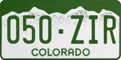 CO license plate 050ZIR