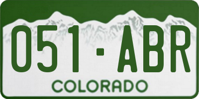 CO license plate 051ABR