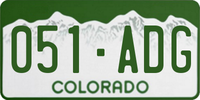 CO license plate 051ADG