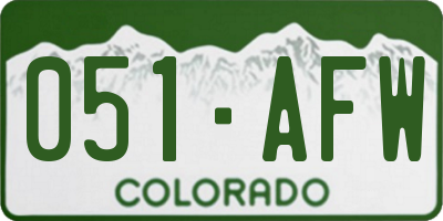 CO license plate 051AFW