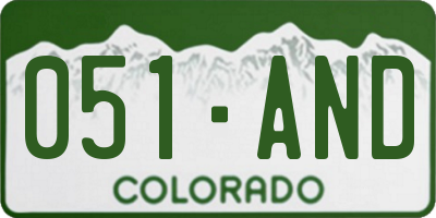CO license plate 051AND