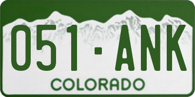 CO license plate 051ANK