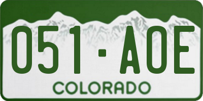 CO license plate 051AOE