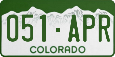 CO license plate 051APR