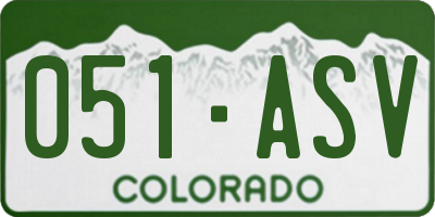 CO license plate 051ASV