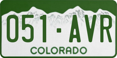 CO license plate 051AVR