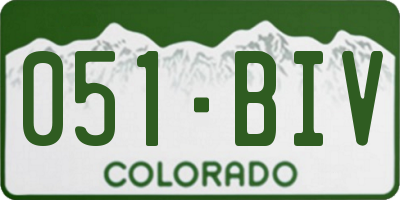 CO license plate 051BIV
