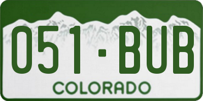 CO license plate 051BUB