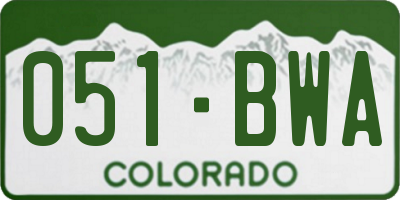 CO license plate 051BWA