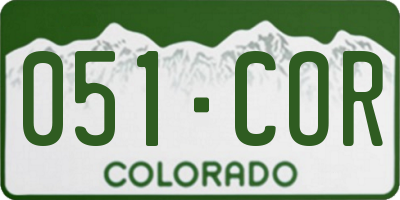CO license plate 051COR