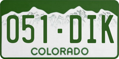 CO license plate 051DIK