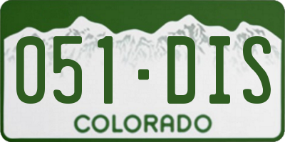 CO license plate 051DIS