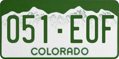 CO license plate 051EOF