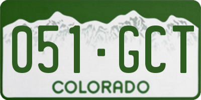 CO license plate 051GCT