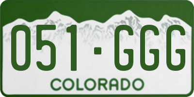 CO license plate 051GGG